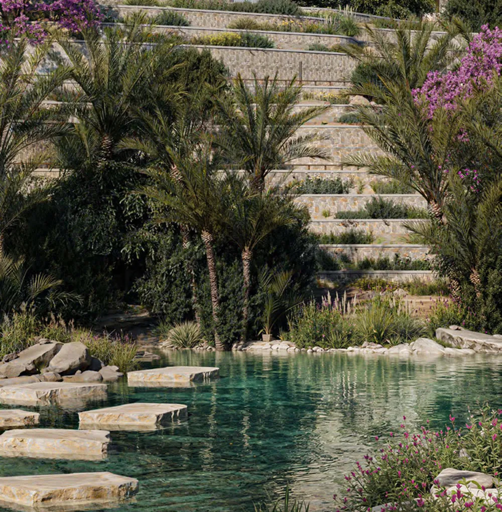 The lakes and water features at Tierra