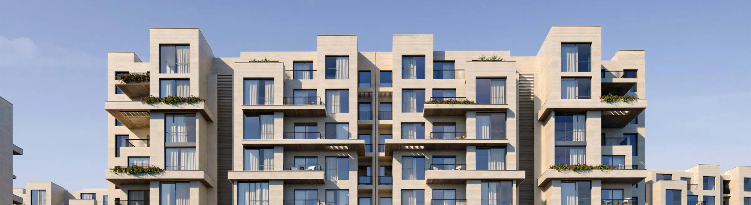 Tierra’s terraced facades, with clean lines and earthy tones