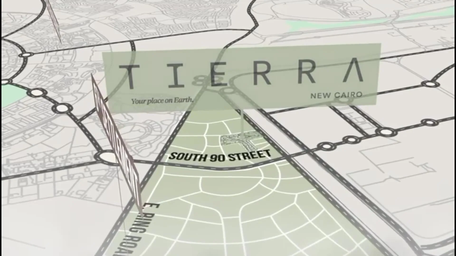 Location map of Tierra in New Cairo with the surrounding destinations